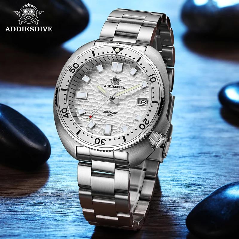 ADDIESDIVE Automatic Mechanical Watch Man Silver Premium Business Casual Waterproof Watch NH35A 316L Stainless Steel